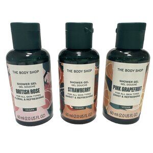 THE BODY SHOP Set of 3 Shower Gel
 British Rose~Strawberry~Pink Grapefruit